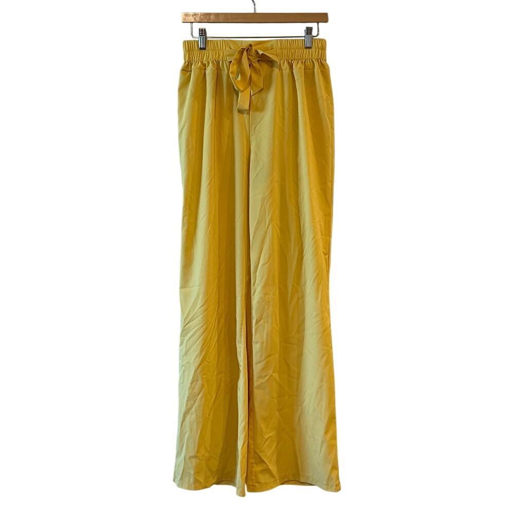New Women's Mustard Yellow Flare Relaxed Pants Size XL Summer